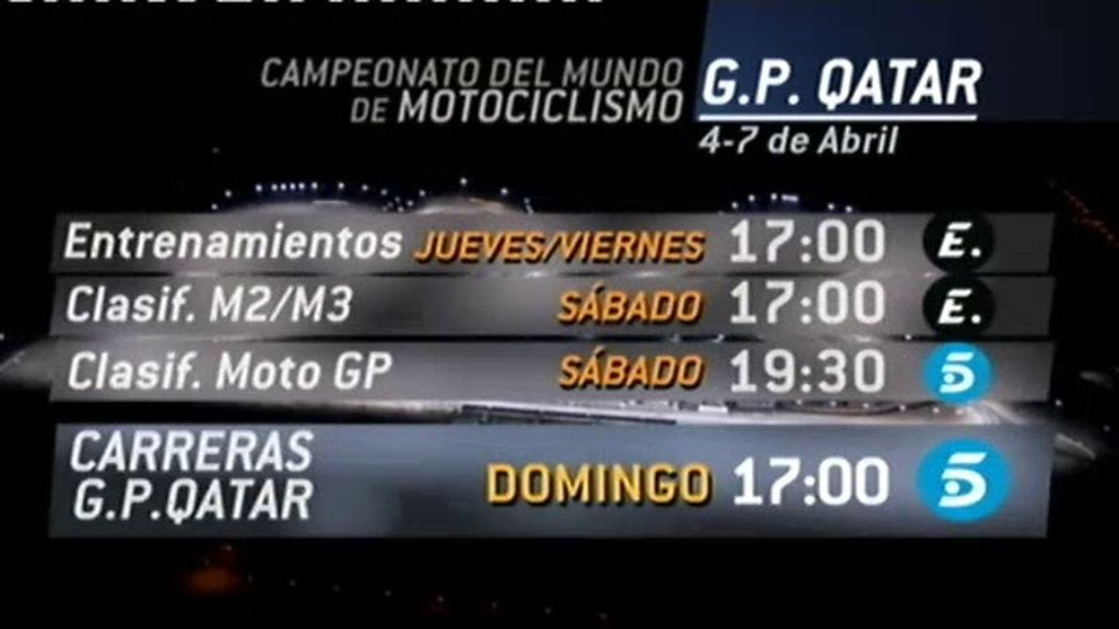 Horarios y canales del GP de Qatar