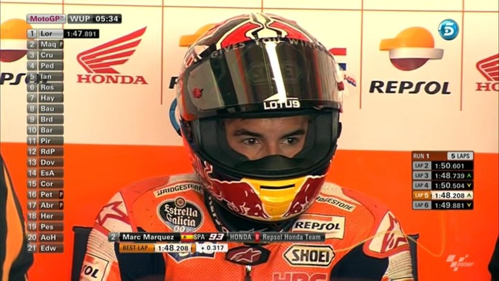 Márquez, de las tres caídas al tercer mejor crono en el 'Warm Up' de Mugello