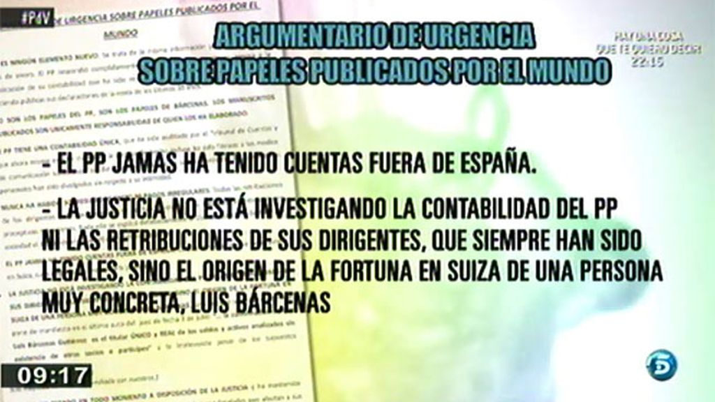 El PP publica un argumentario de ugencia sobre los papeles publicados por 'El Mundo'