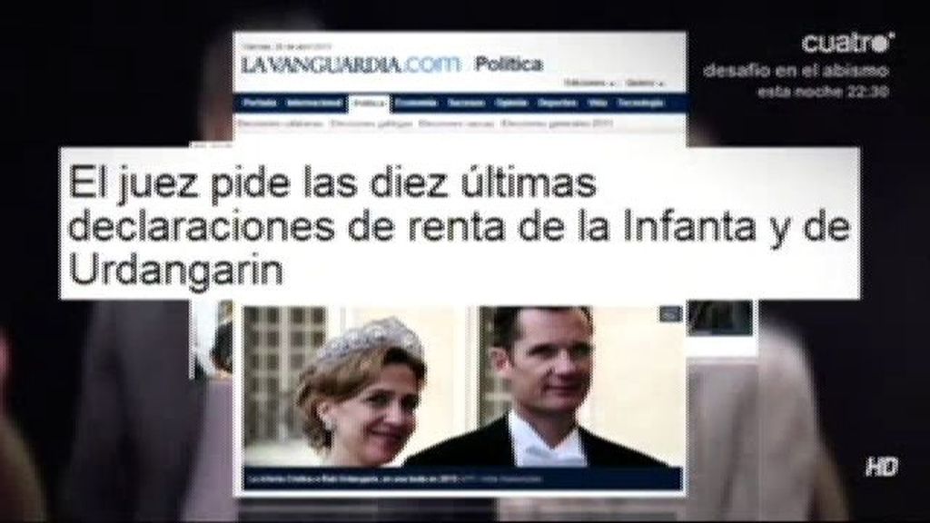 La Infanta Cristina  se niega a mostrar sus declaraciones de la Renta al juez