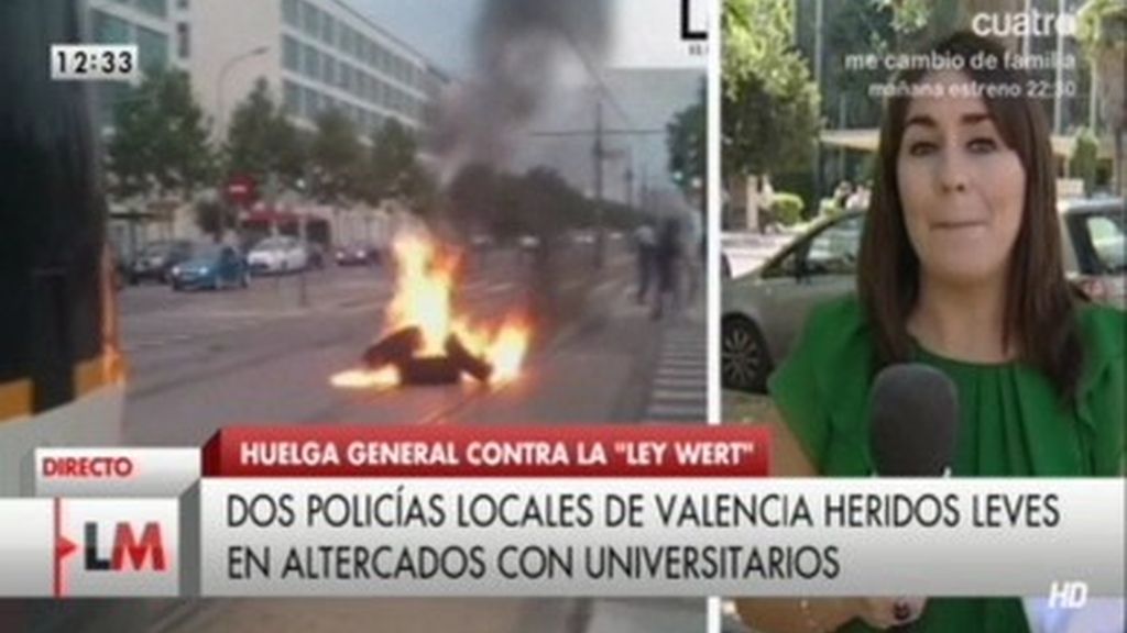 Dos policías heridos en los altercados con los estudiantes de Valencia