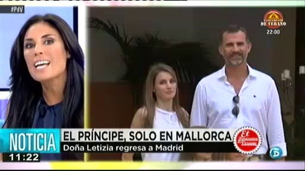 Letizia regresa a Madrid y el Príncipe Felipe se queda en Mallorca con sus hijas