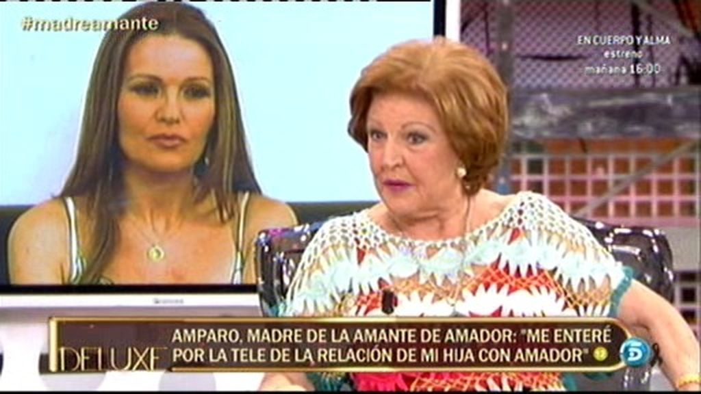 Amparo, madre de la amante de Amador: "Me enteré por la tele de la relación de mi hija"