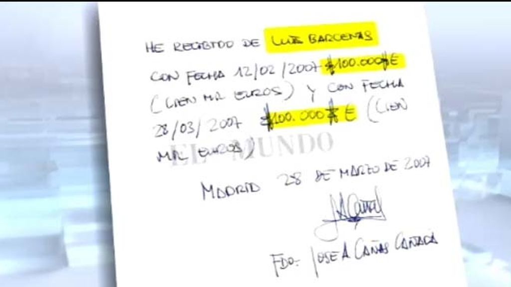 Bárcenas presenta un recibí de 200.000 euros para el gerente del PP de Castilla la Mancha
