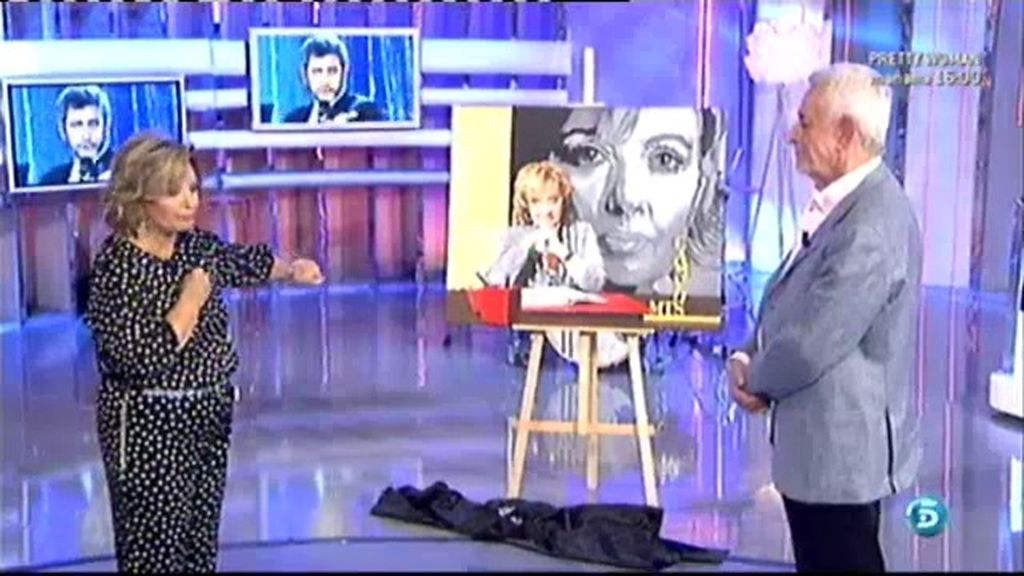 Juan Pardo regala un cuadro a Mª Teresa Campos