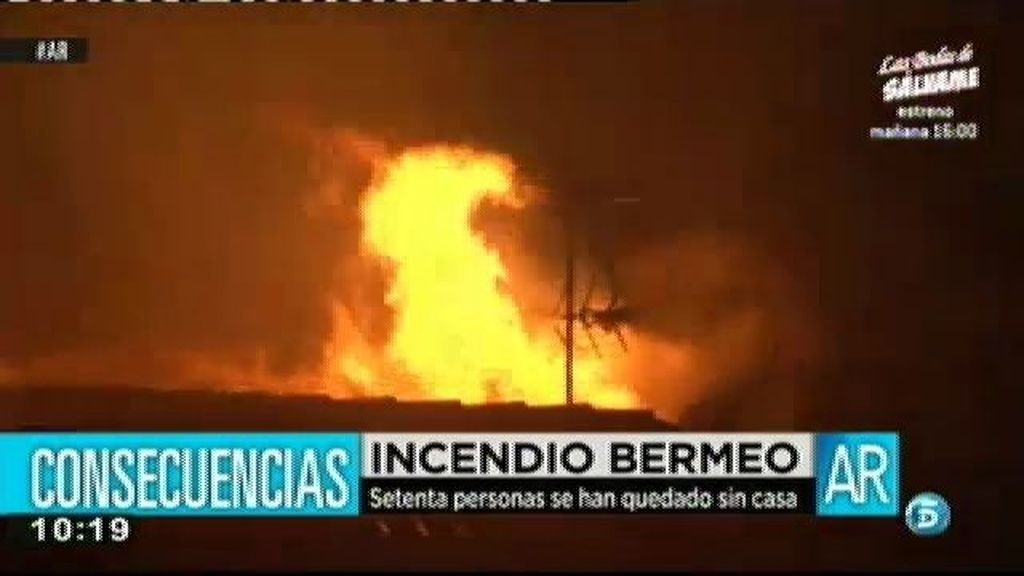 Setenta personas se quedan sin casa en Bermeo a causa del incendio
