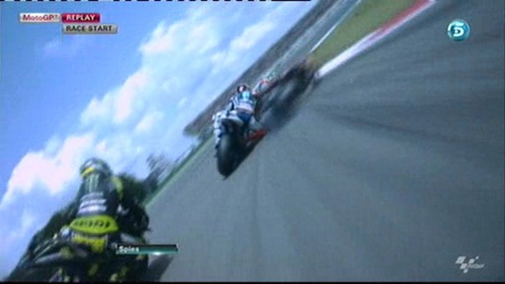 Así fue la caída de Jorge Lorenzo y Bautista en la carrera de MotoGP en Assen