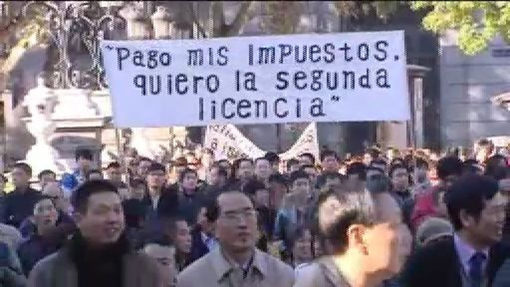 Protesta de comerciantes chinos en Madrid