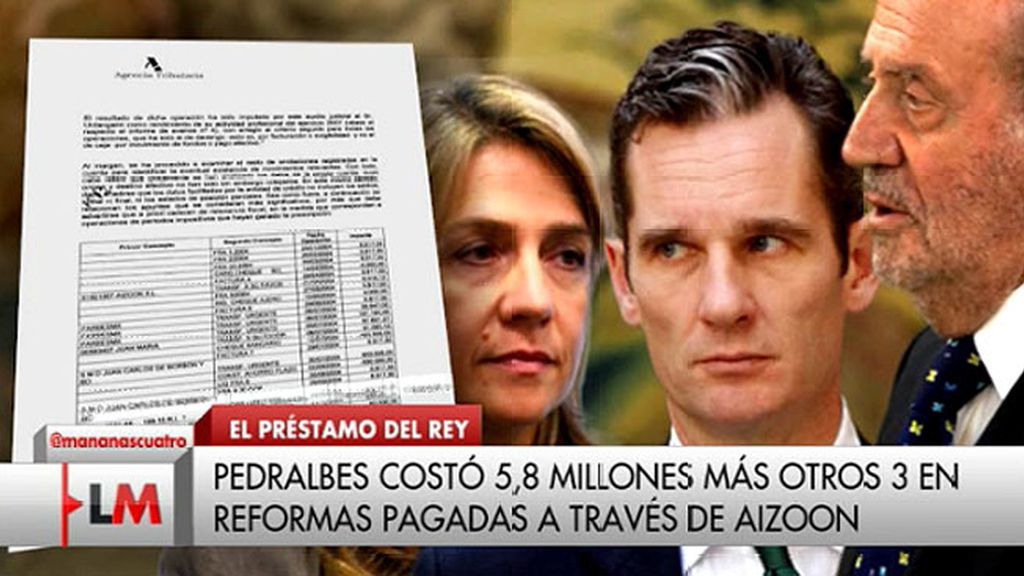 El Rey prestó a la Infanta Cristina 1,2 millones de euros