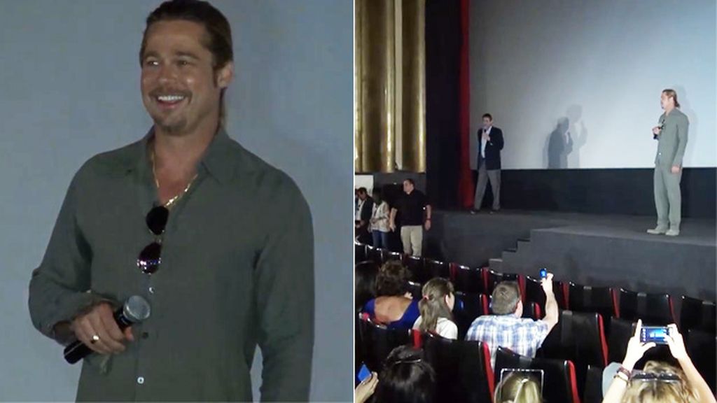 Brad Pitt aparece por sorpresa en el cine Capitol de Madrid