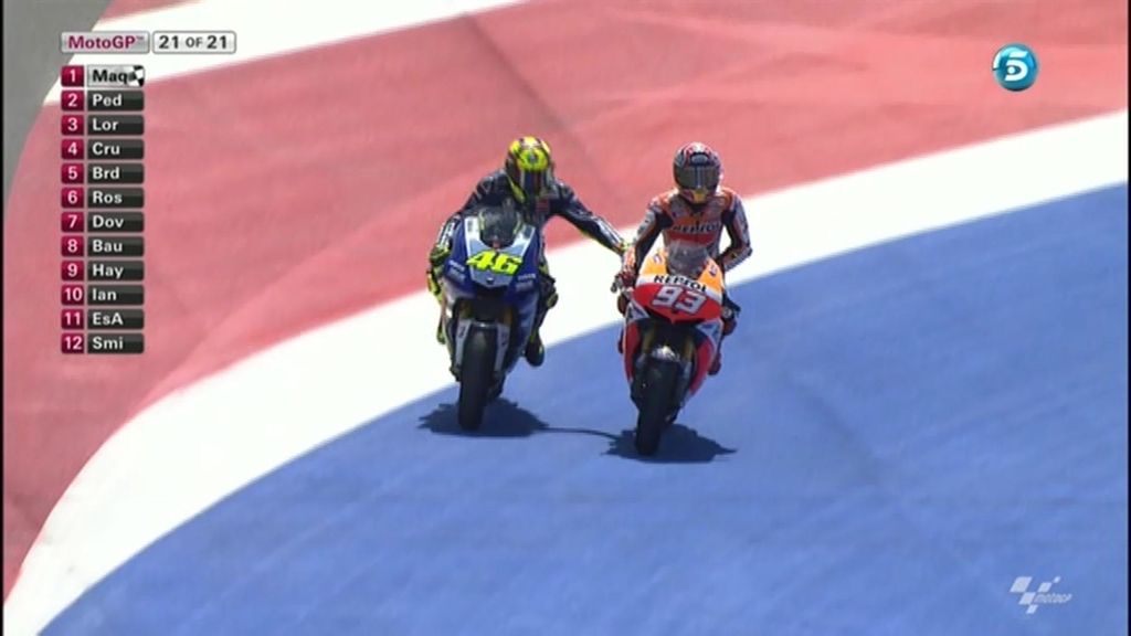 Rossi y Pedrosa felicitan a Marc Márquez por su victoria en Austin