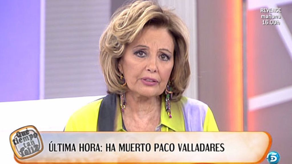 María Teresa se entera en directo de que su gran amigo Paco Valladares ha fallecido