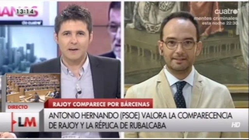 Antonio Hernando: “Rajoy sigue hoy amarrado al señor Bárcenas”