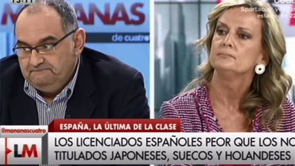 El enfado de Isabel San Sebastián con Antón Losada durante el debate sobre educación