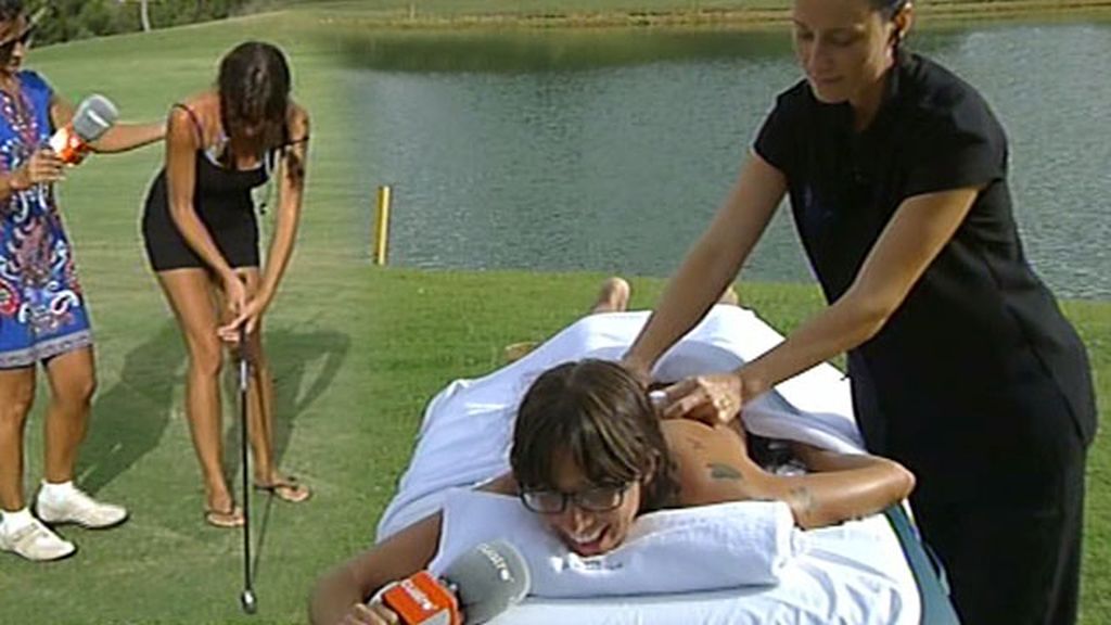 Irene disfruta de un masaje en un campo de golf de Cartagena