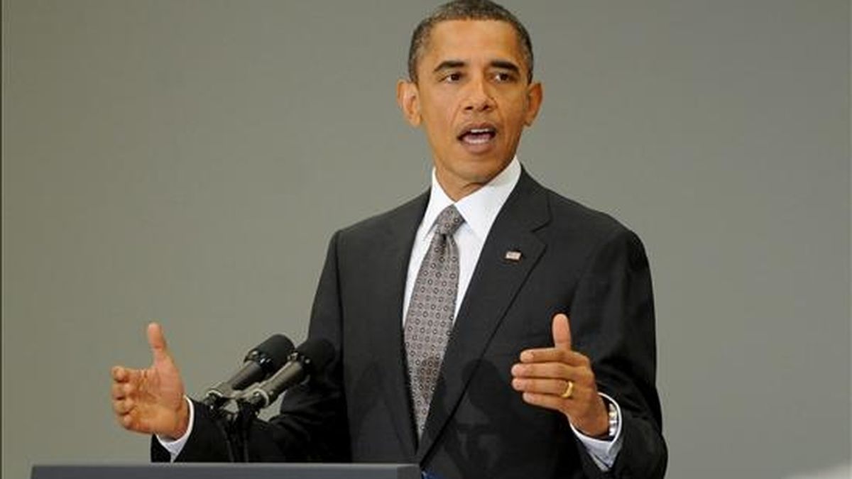 El presidente estadounidense Barack Obama pronuncia un discurso sobre la economía ante el consejo ejecutivo de la mayor federación sindical del país, la AFL-CIO, en Washington DC, EE.UU.. EFE