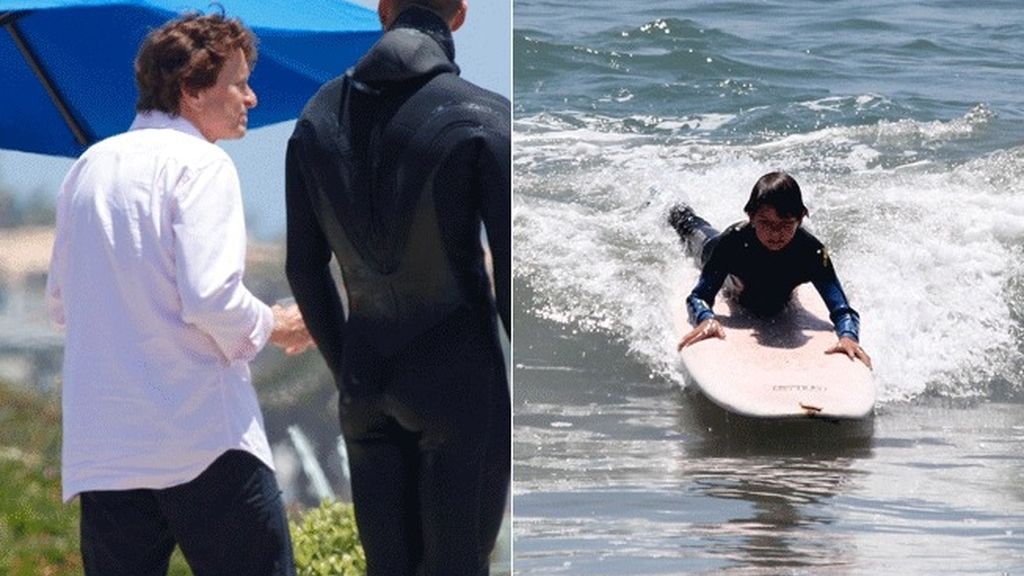 Michael Douglas y su hijo Dylan en Malibu, California