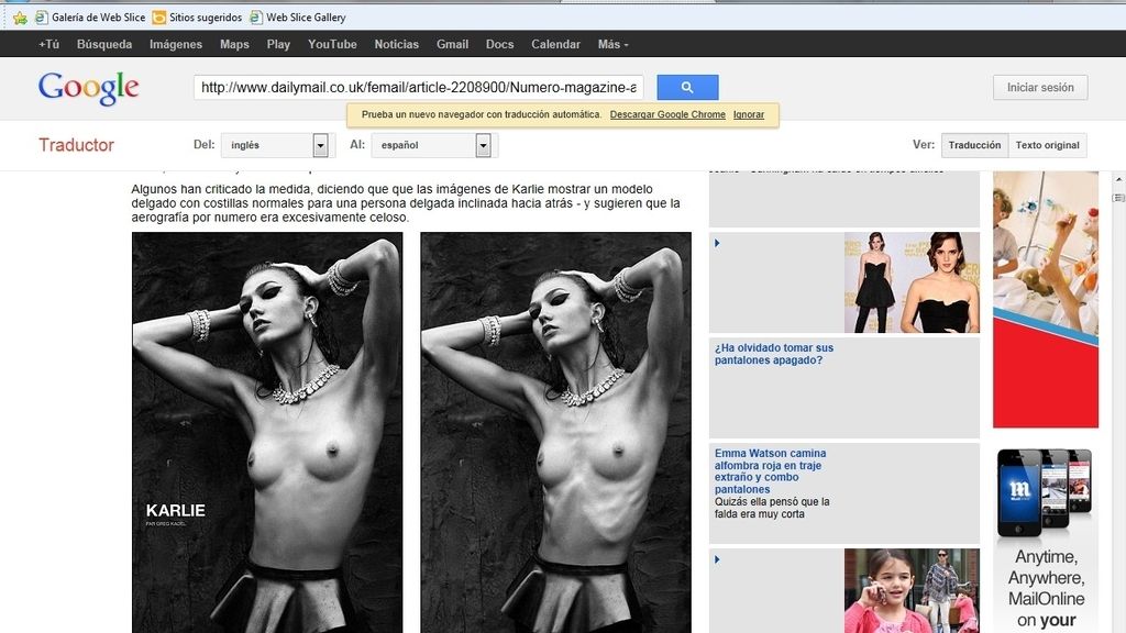 Retocan el cuerpo de la modelo Karlie Kloss para evitar la polémica sobre sus desórdenes alimentarios