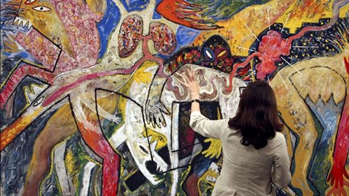 "Mapa de carne" (1982) del artista español Miquel Barceló en una exposición de la colección de arte contemporáneo La Caixa, en Barcelona. EFE/Archivo