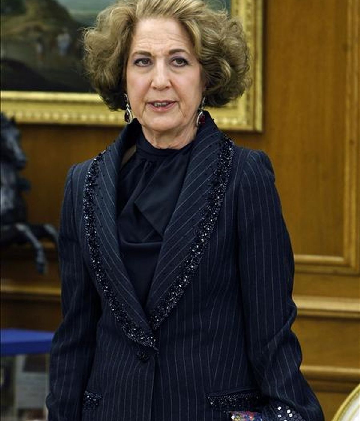 La presidenta de Unidad Editorial, Carmen Iglesias,  durante la audiencia del Rey Juan Carlos celebrada en noviembre pasado en el Palacio de la Zarzuela. EFE