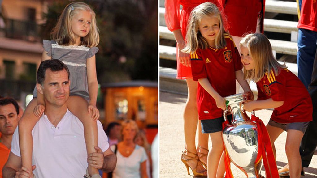 Con siete años celebró la victoria de la roja a juego con Sofía