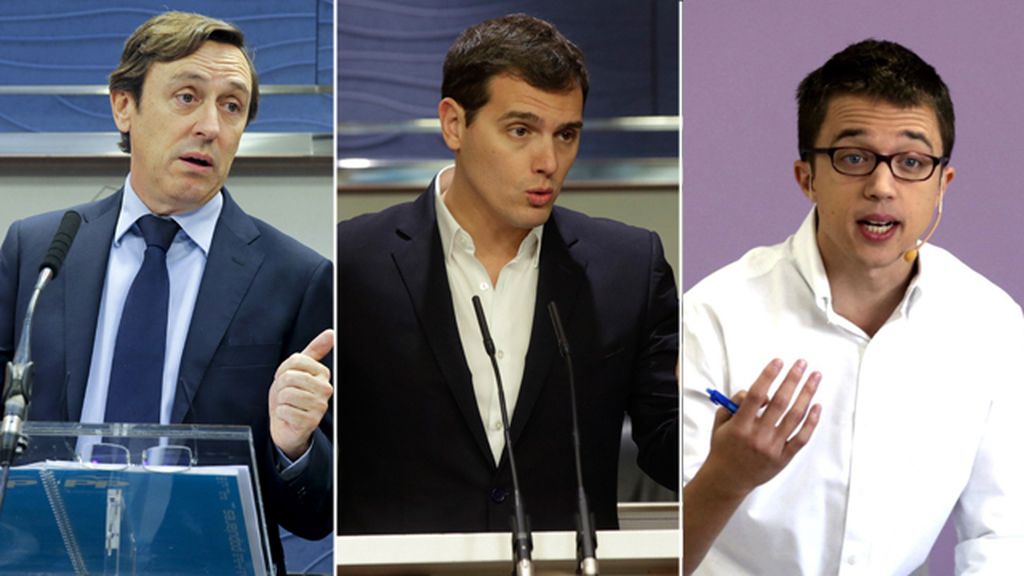 Combo de imágenes de Rafael Hernando, Albert Rivera e Íñigo Errejón