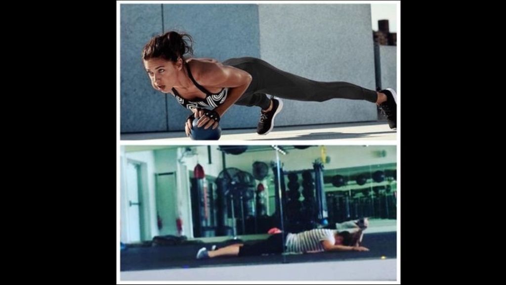Celeste Barber imita a Adriana Lima en el gimnasio