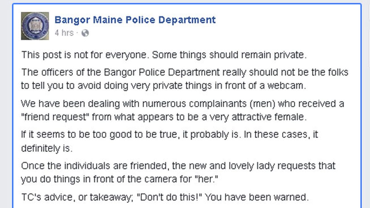 Mensaje de la Policía en Facebook