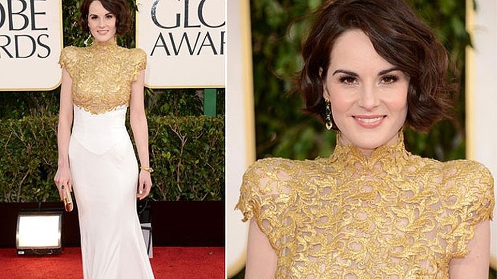 Michelle Dockery, de blanco y dorado