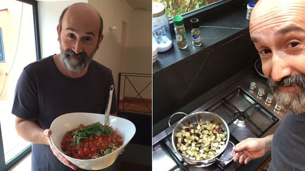 Javier Cámara, caponata siciliana con pasta de acompañamiento
