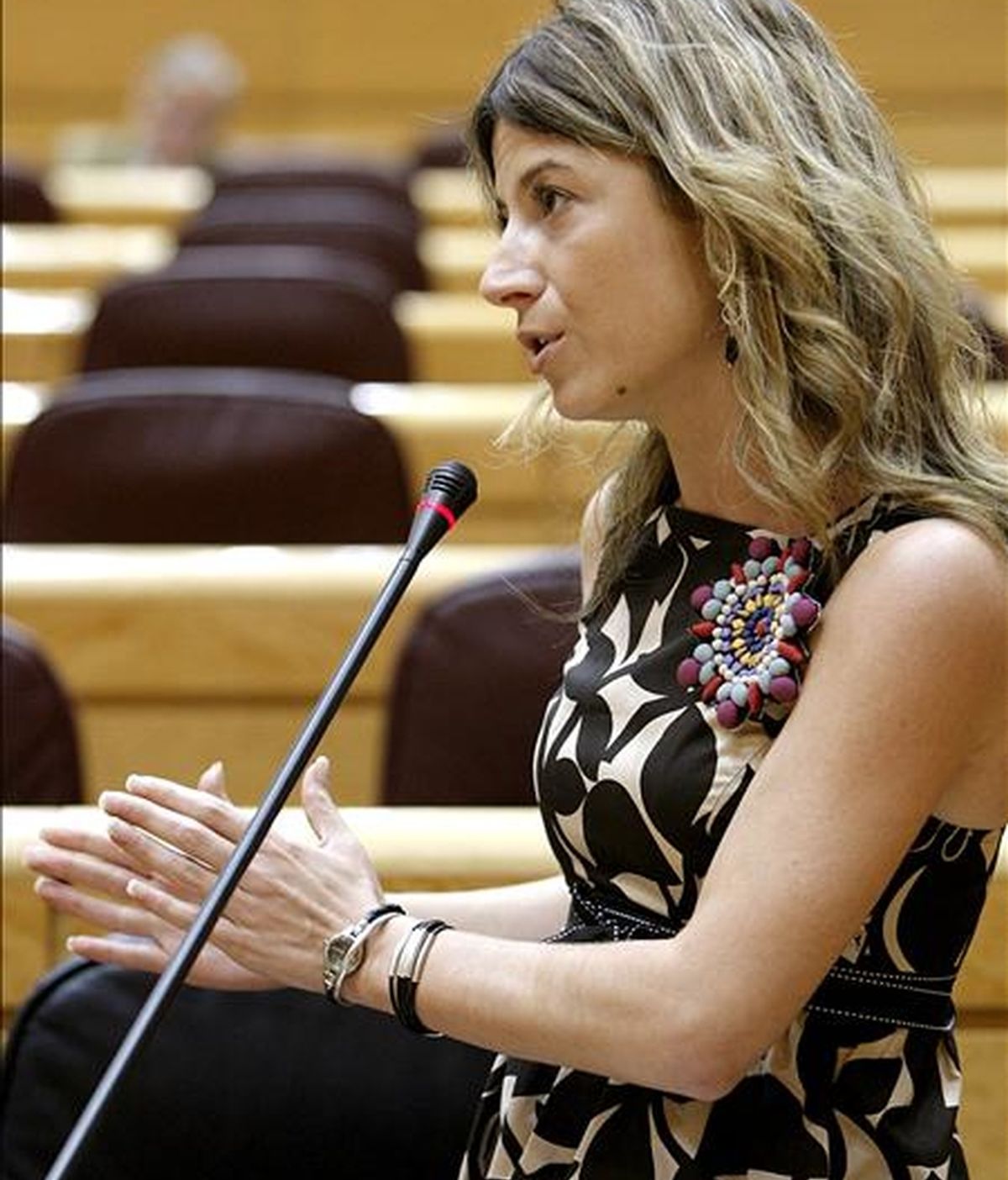 La ministra de Igualdad, Bibiana Aído, durante su intervención ayer en la sesión de control al gobierno que en el Senado. EFE