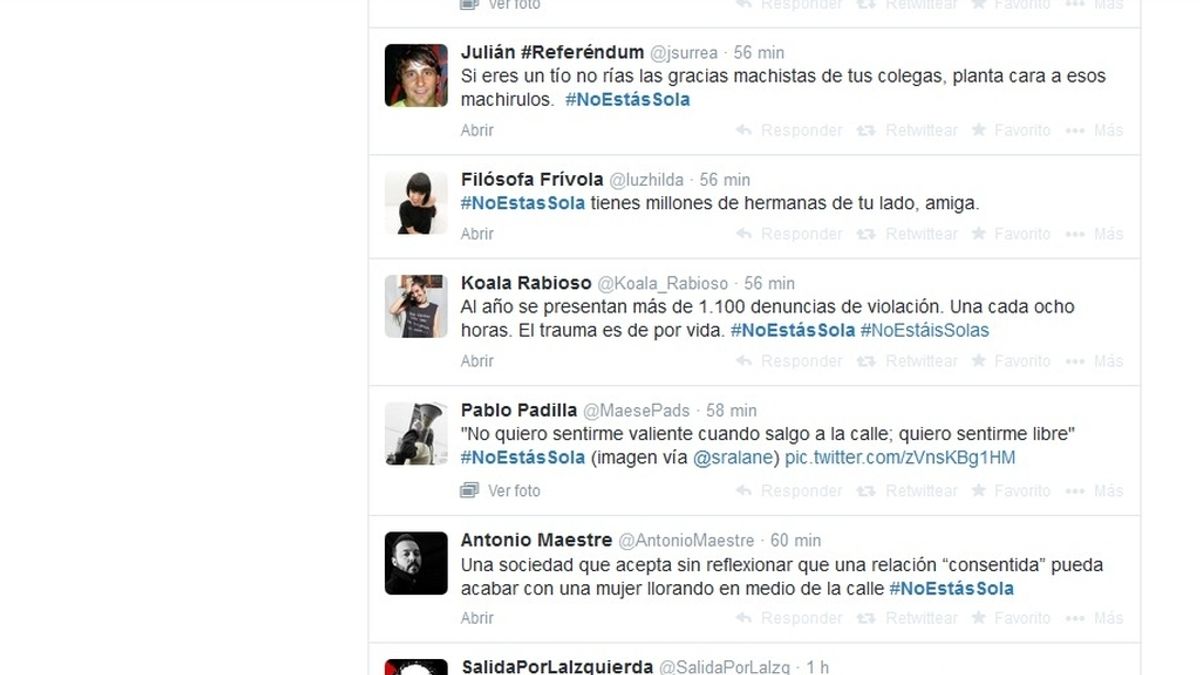 Las redes sociales se movilizan para decirle a cada víctima de violación "#NoestásSola"