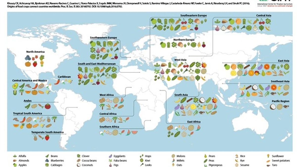 Mapa del origen de los alimentos