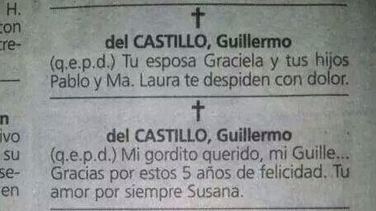 Esquela Guillermo del Castillo