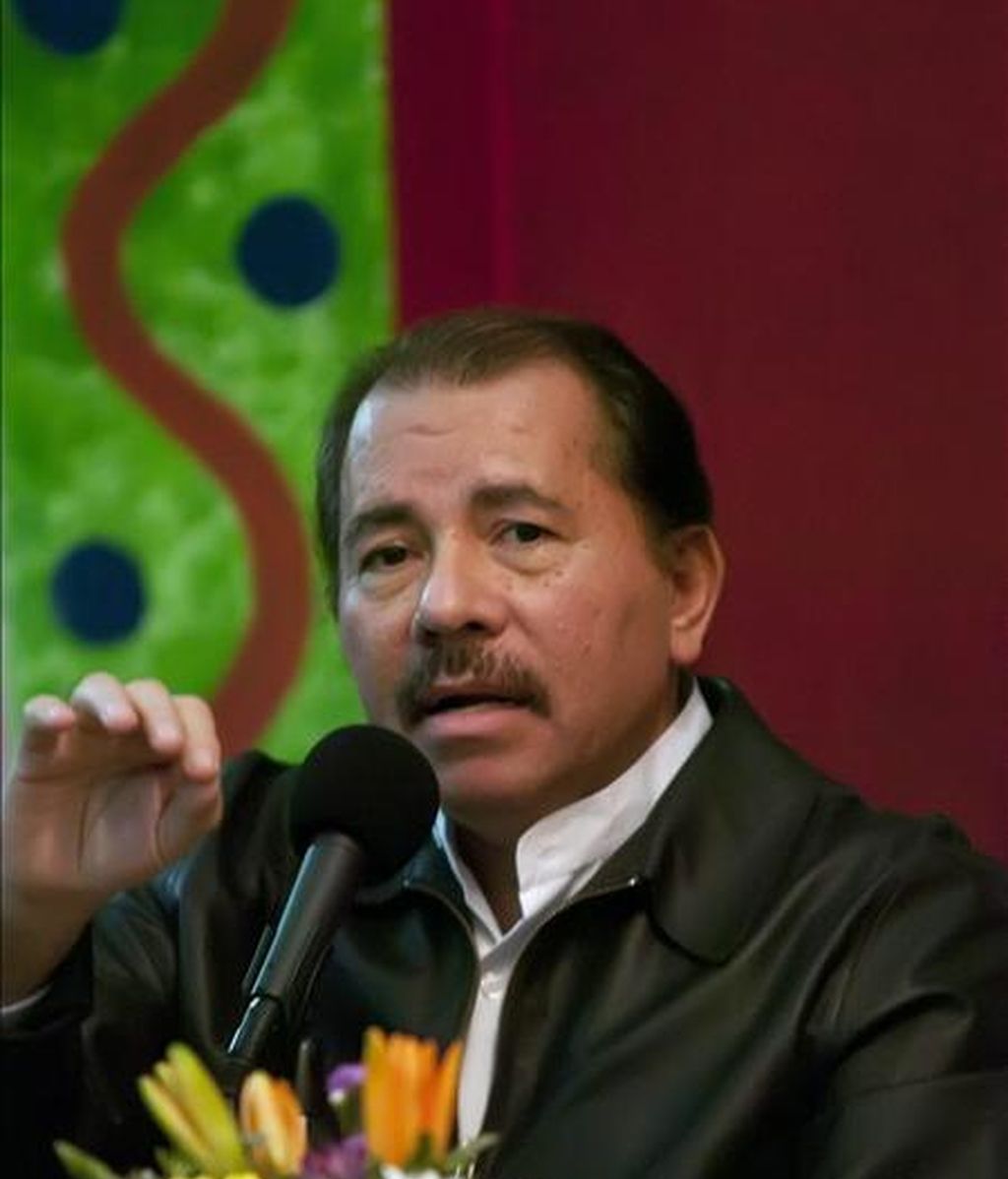 El presidente nicaragüense, Daniel Ortega, ofrece una rueda de prensa, este 30 de septiembre, en la secretaria del frente sandinista en Managua (Nicaragua). EFE El presidente nicaragüense, Daniel Ortega, ofrece una rueda de prensa, este 30 de septiembre, en la secretaria del frente sandinista en Managua (Nicaragua). EFE