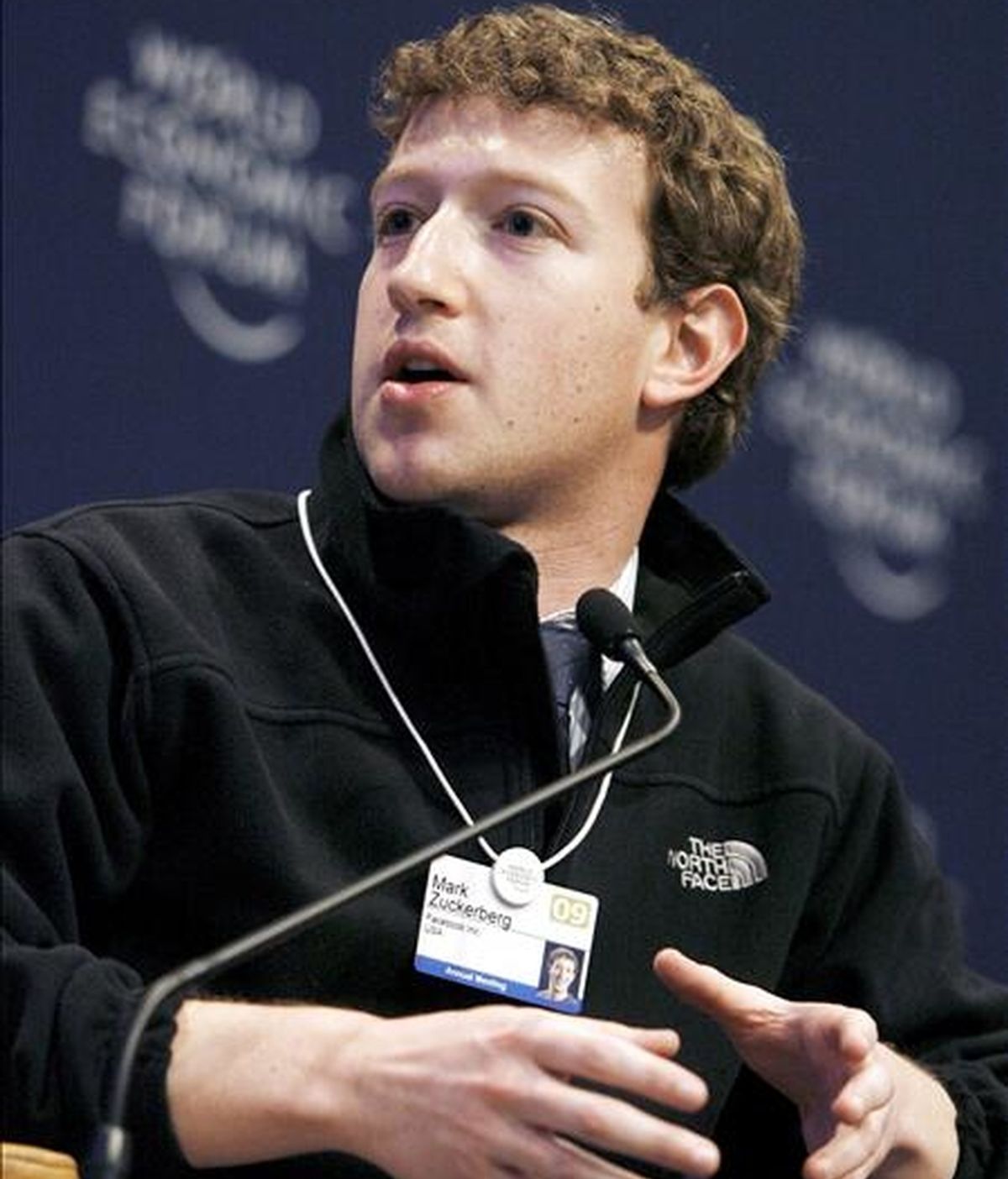 Imagen de Mark Zuckerberg, fundador y director ejecutivo de Faceboork, durante una sesión del Foro Económico Mundial en Davos, Suiza. EFE/Archivo