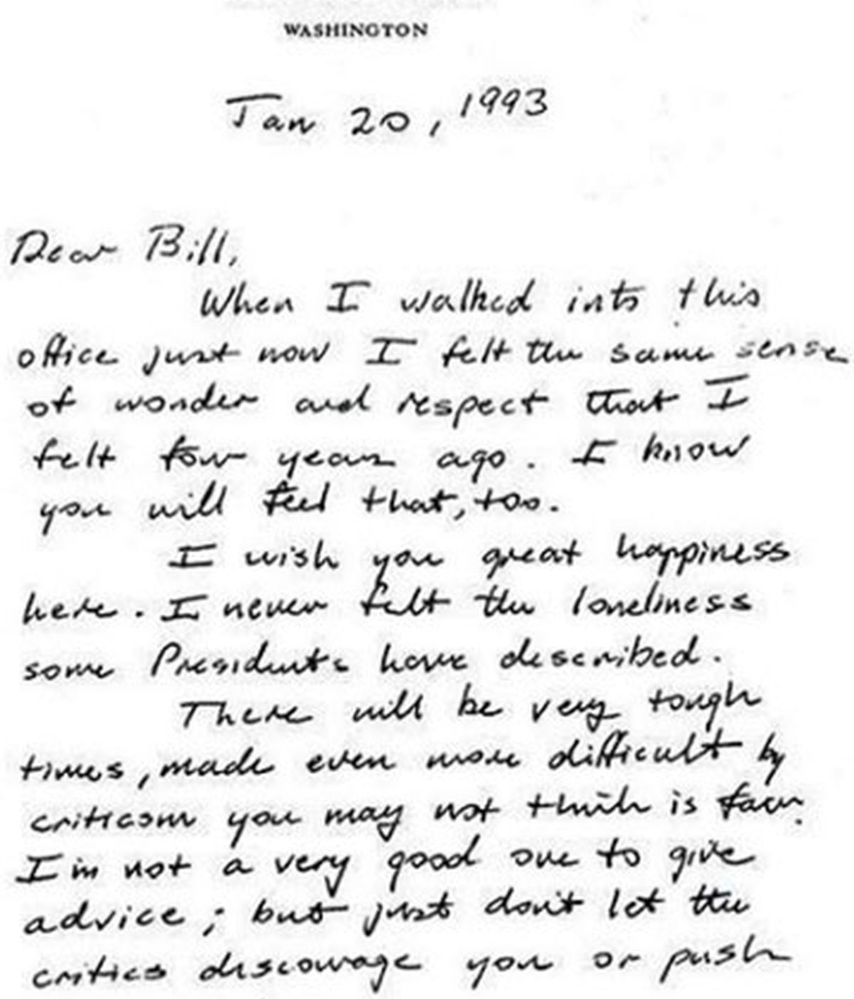 La antigua carta de bienvenida de Bush padre a Bill Clinton que triunfa en las redes