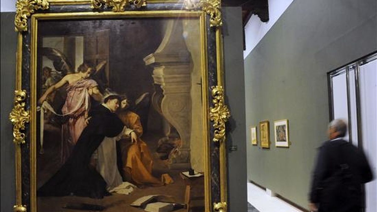 "Tentación de Santo Tomás", de Velázquez, uno de los cuadros que forman parte de la exposición que homenajea a Ramón Gaya en el centenario de su naciminento, con obras del propio Velázquez y de Picasso, Rembrandt, Sorolla y Goya, entre otros, organizada por la fundación Cajamurcia. EFE