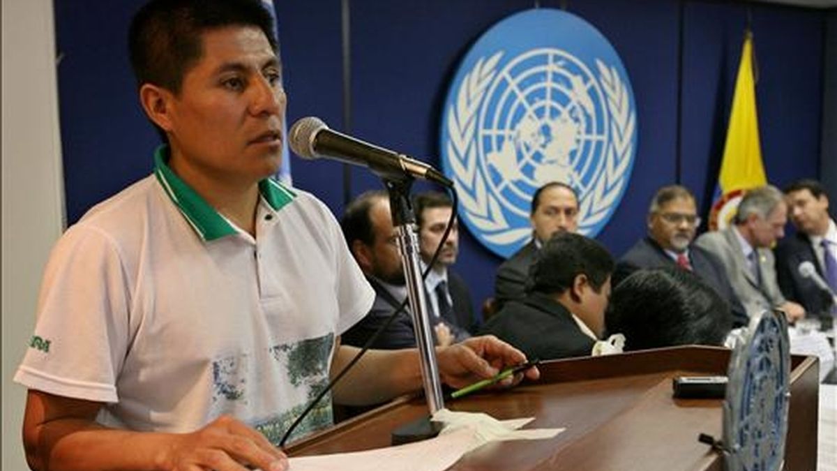 En la imagen José Libardo Pai Nastacuás, representante de la Unidad Indígena del Pueblo Awá (UNIPA). EFE/Archivo