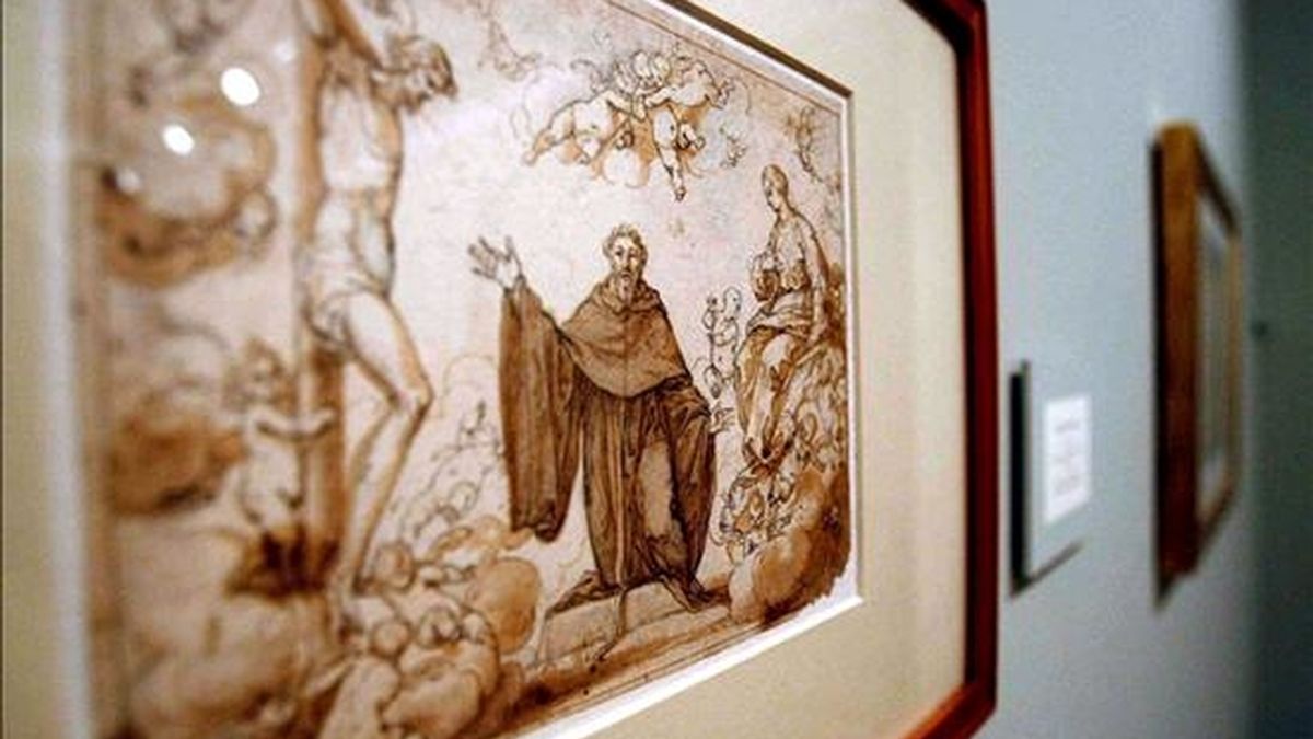 Detalle de una obra titulada "Visiones de San Agustín", que forma parte de una exposición sobre el dibujante Alonso Cano que la Fundación Marcelino Botín expone en Santander. EFE