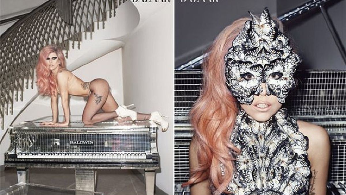 Lady Gaga, para Harper Bazaar en una de sus típicas poses.