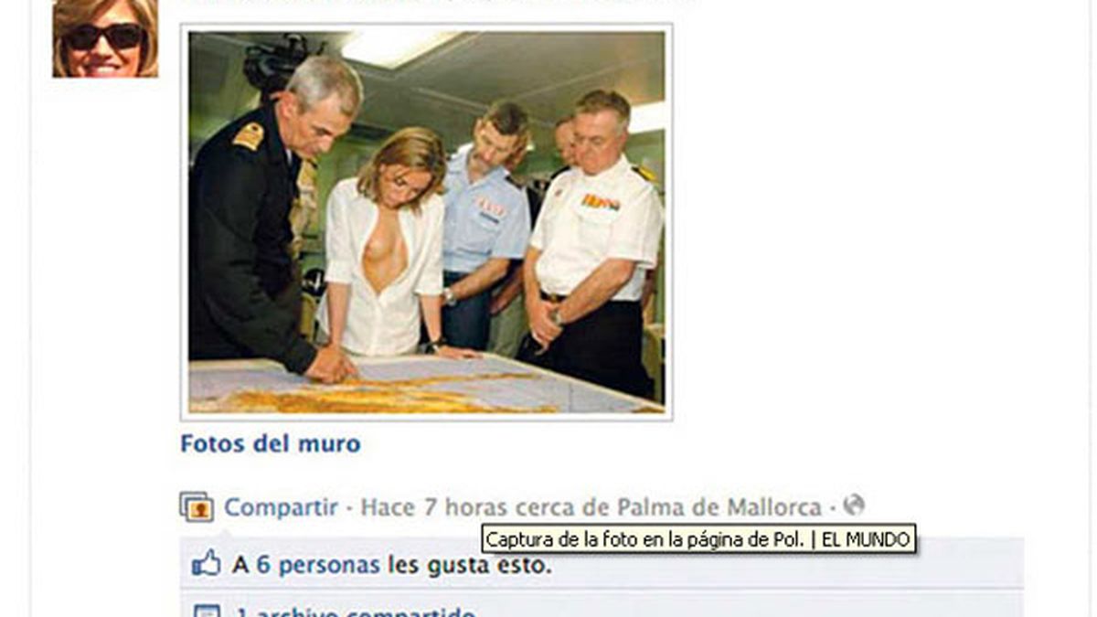 Fotomontaje colgado en la página de Facebook de la popular Fotomontaje colgado en la página de Facebook de la popular