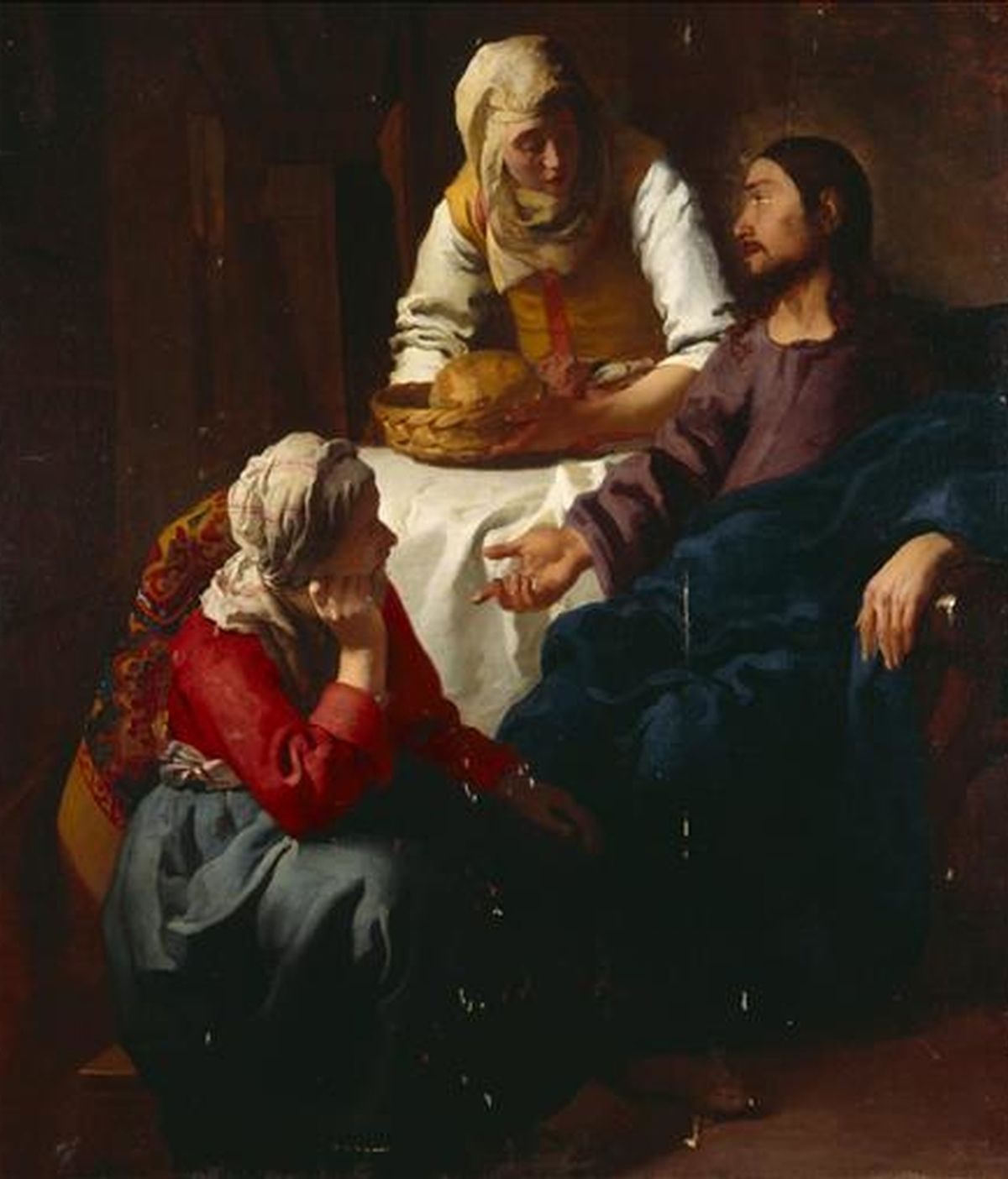 Fotografía facilitada por la Galería Nacional de Escocia de "Cristo en casa de Marta y María", una de las tres obras tempranas del pintor holandés Johannes Vermeer (1632-1675) que se exhibirán del 8 de diciembre al 12 de marzo en la Galería Nacional de Escocia, en Edimburgo. EFE