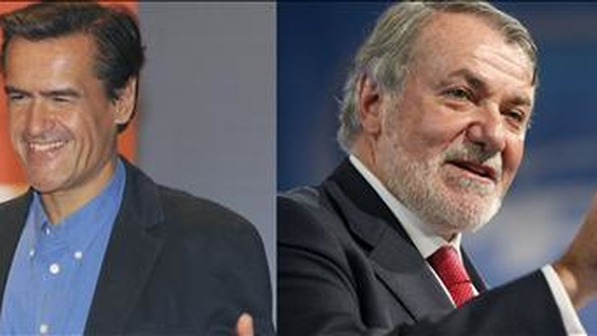 Los cabezas de lista del PSOE y del PP para las elecciones europeas, Juan Fernando López Aguilar (i) y Jaime Mayor Oreja. EFE/Archivo