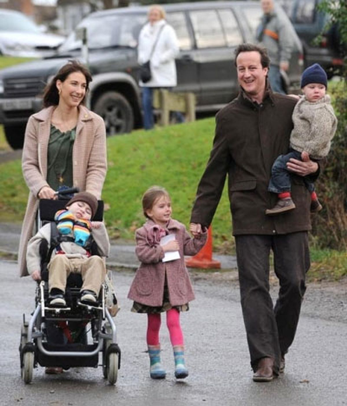 David Cameron con su mujer y sus hijos
