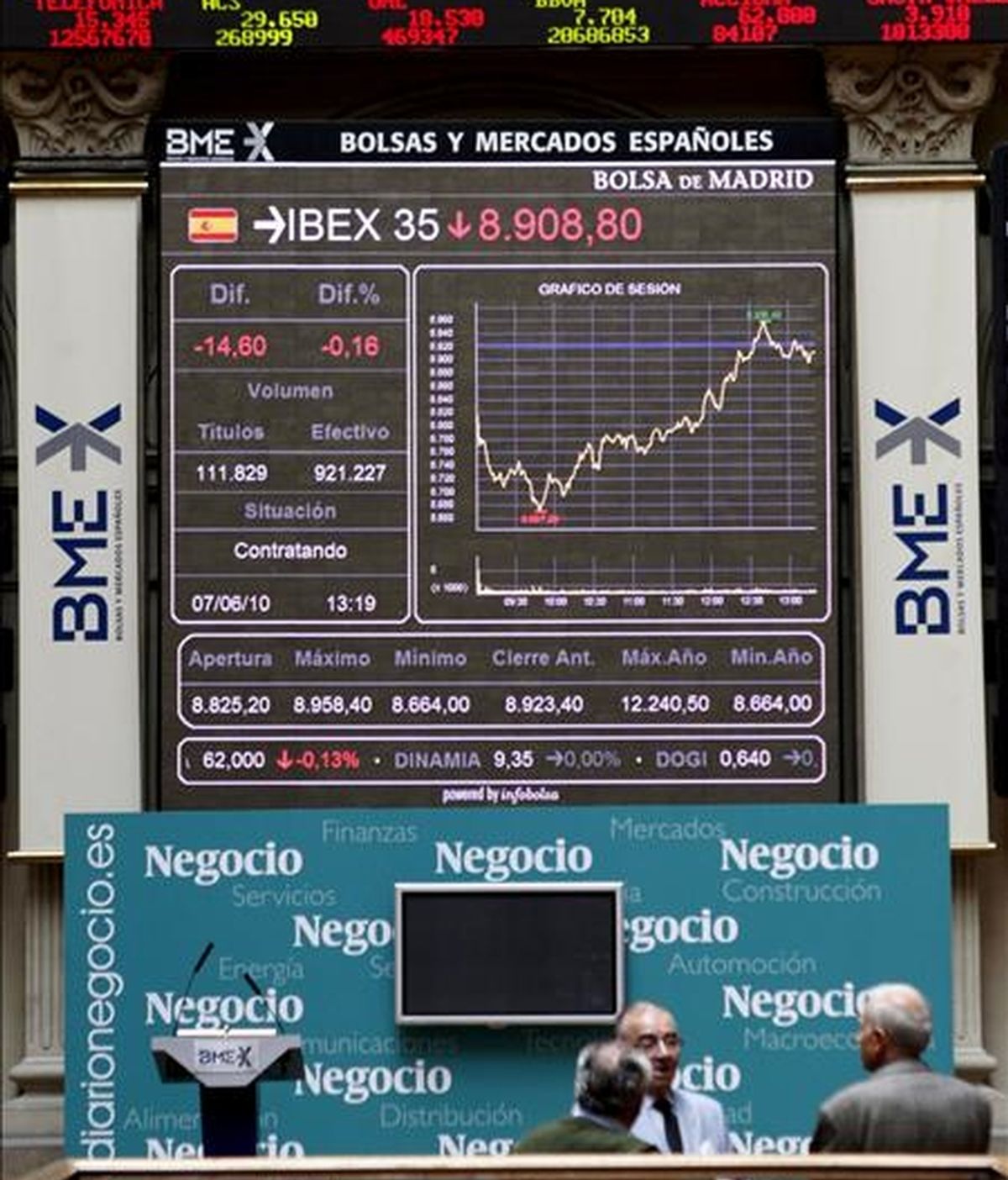 El panel de la Bolsa de Madrid. EFE/Archivo