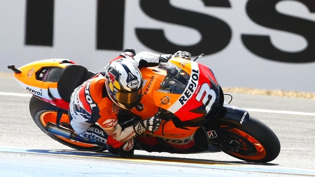 En 2009 rodando con la Honda de MotoGP