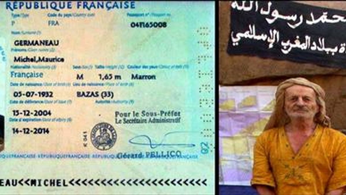 Foto facilitada meses atrás por Al Qaeda en el Magreb Islámico del francés Michel Germaneau, así como de su pasaporte. La organización terrorista Al Qaeda en el Magreb Islámico (AQMI) ha anunciado, en una grabación difundida por el canal de televisión "Al Yazira", la "ejecución" del rehén Germaneau, secuestrado el pasado mes de abril en Níger. EFE