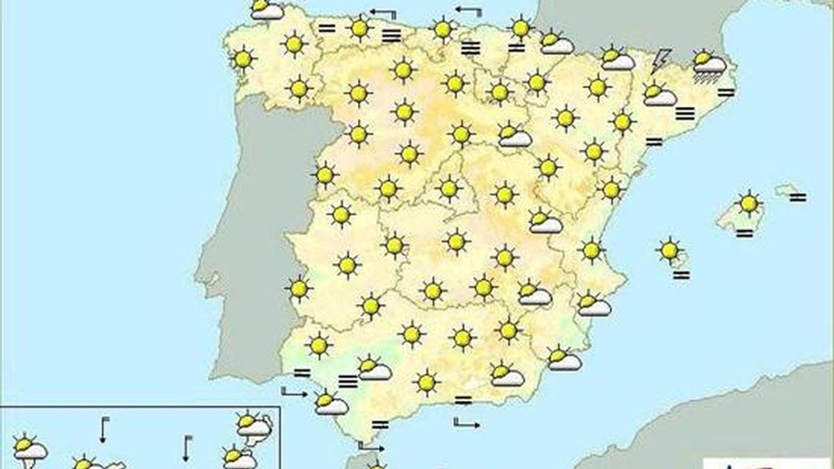 Tiempo previsto para hoy. EFE Tiempo previsto para hoy. EFE