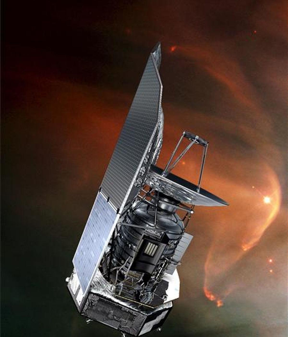 Simulación sin fechar de la Agencia Espacial Europea (ESA) que muestra el satélite espacial Herschel. EFE/ESA /AOES Medialab